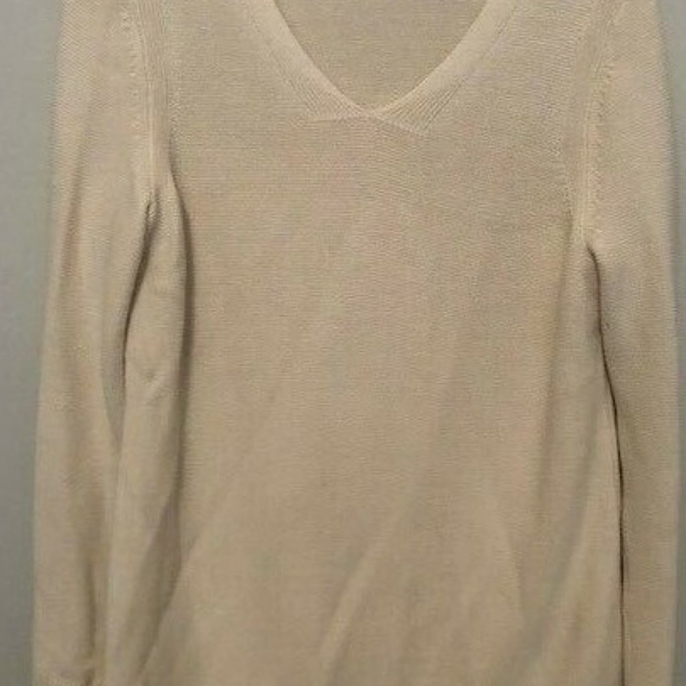 Talbots Women's V-neck Long Sleeve Pullover Tunic Sweater XL Cream